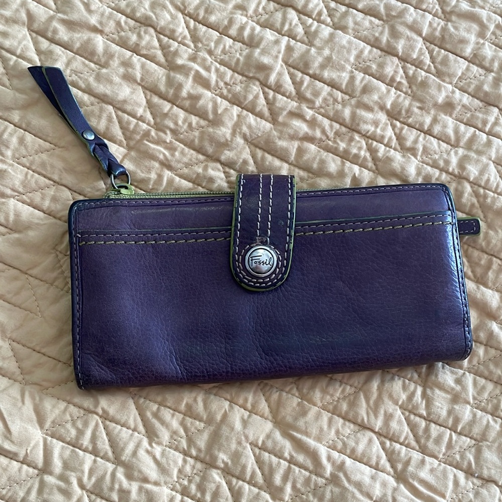 Fossil Purple Leather Wallet